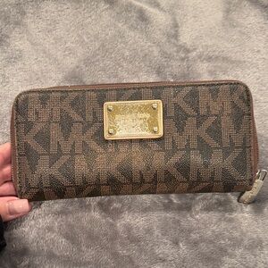 Michael Kors Brown and Gold Logo Wallet